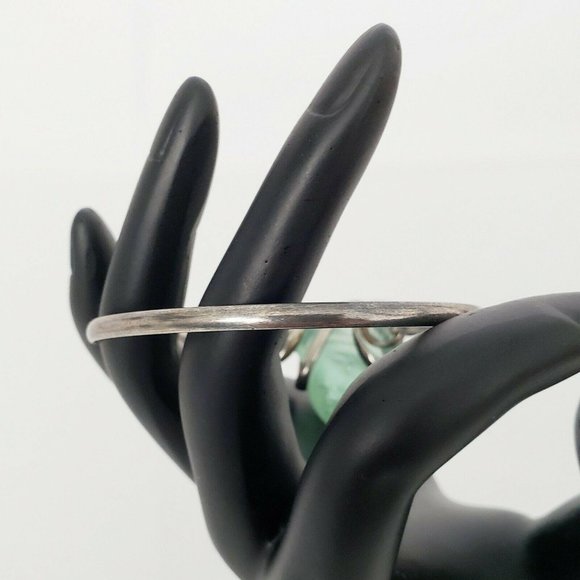 Womens Light Green Fluorite Crystal Bracelet Wire Wrapped Hook Close Silver Tone - Picture 5 of 7